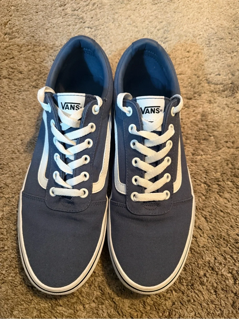 Vans Navy Canvas Low-Top Sneakers with White Side Stripe